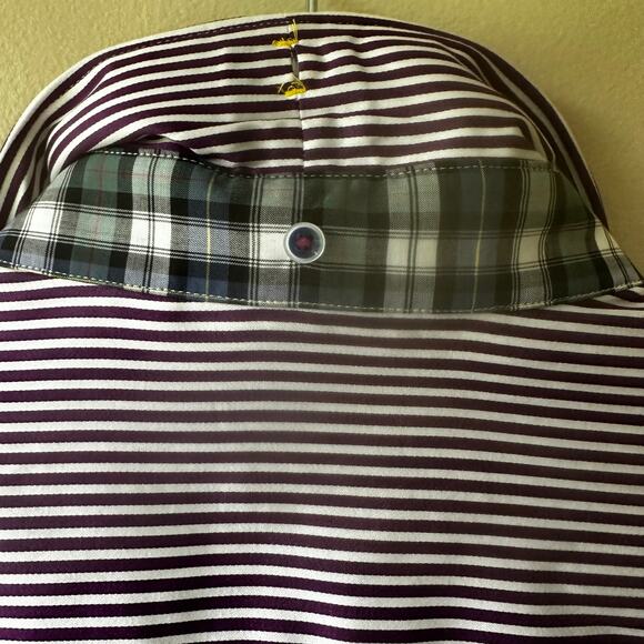 Robert Graham X Striped Button Down Flip Cuff Dress Shirt Cotton Purple Mens 3XL - Picture 7 of 16